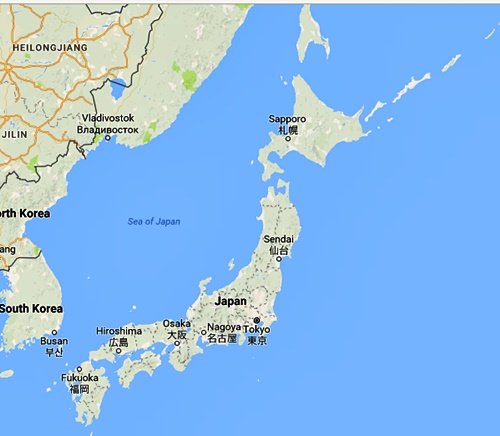 Japan Map for Sea Glass Reports