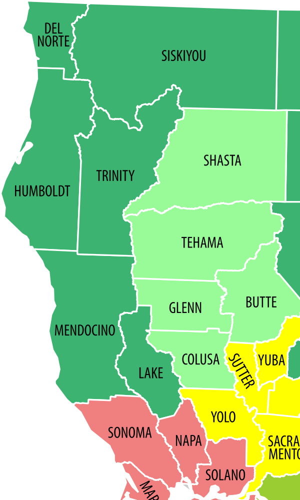 Area colored map