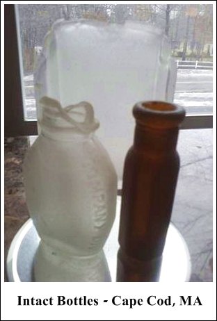 intact bottles of sea glass, Cape Cod, MA