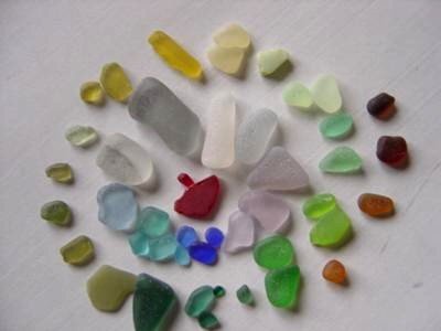 Many colors of sea glass