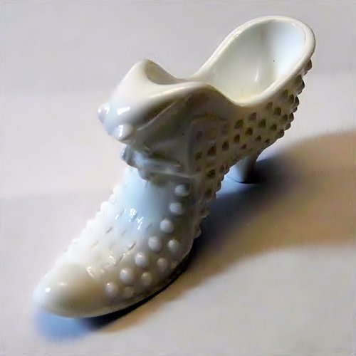 Hobnail Milk Glass Cat Shoe