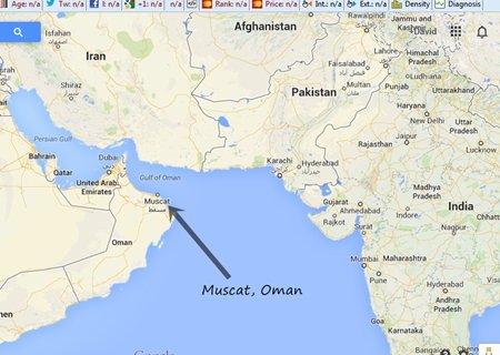 map of muscat oman for sea glass beach report