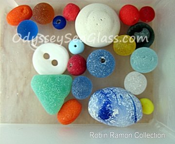 Sea Glass beads and buttons - Robin Ramon Collection