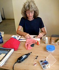 Lin at sea glass jewelry work table