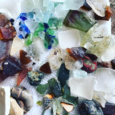 Seaglass hunters' paradise