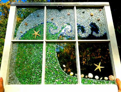 Waves - sea glass window