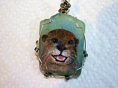 The Laughing Otter - Painting on Sea Glass